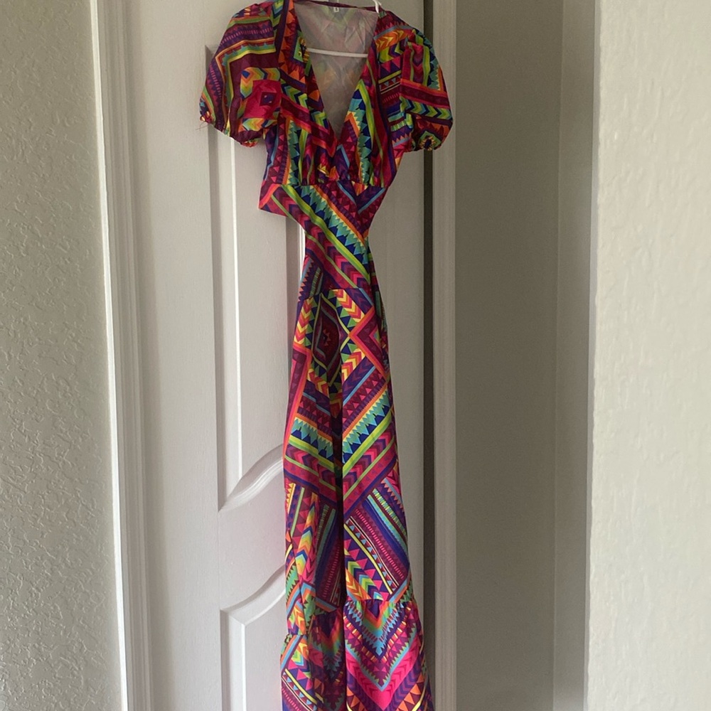 Printed open back dress